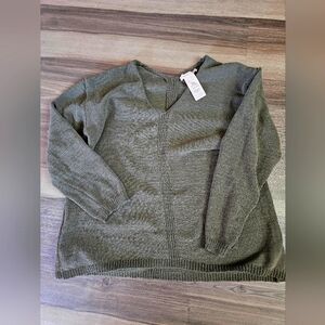 Philosophy Women's Green Long Sleeve V-Neck Knitted Pullover Sweater Size XL